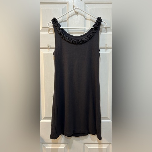 J. Crew Jersey Knit Sleeveless Mini Dress Ruffle Neckline Preppy Casual Short M - Picture 2 of 6